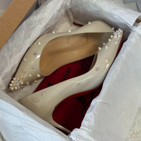 Christian Louboutin Pumps Metallic Glitter DEGRASPIKE 70 PATENT Ivory - Picture 15 of 15